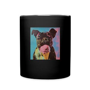 Eis Hund Sommer Eiskreme Eisdiele FUNNY Hunde - Tasse einfarbig - Schwarz - Vorne