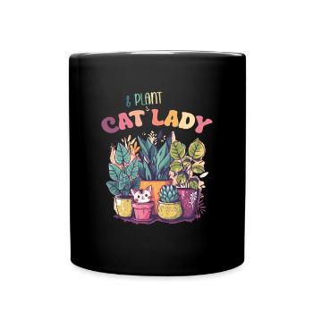 Cat And Plant Lady Garden Botanist Gardener - Full Colour Mug - black - Front