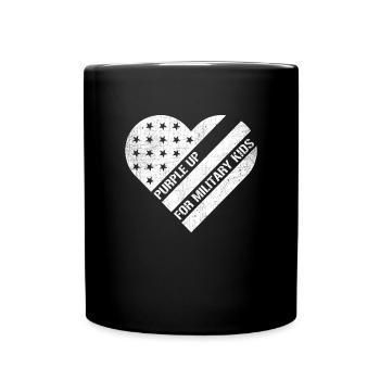 Lila up für Military Kids Heart USA Flagge - Tasse einfarbig - Schwarz - Vorne