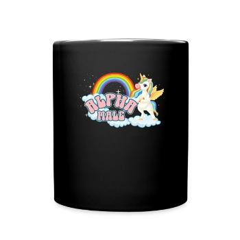 Alpha männlicher Einhorn Regenbogen peinlich Alpha - Tasse einfarbig - Schwarz - Vorne