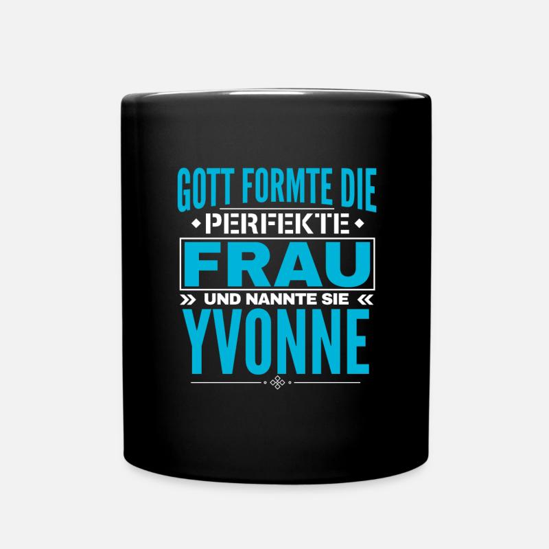 Yvonne Name Design - Tasse einfarbig - Schwarz