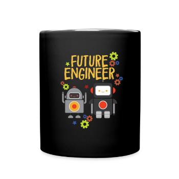 Zukünftiger Ingenieur cooler Roboter -Ingenieur Ro - Tasse einfarbig - Schwarz - Vorne