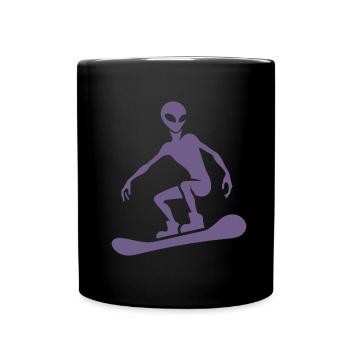Design minimaliste : Alien Snowboarder - Mug uni - noir - Devant