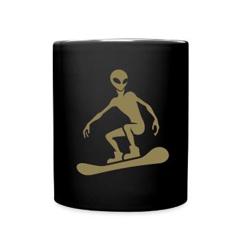 Design minimaliste : Alien Snowboarder - Mug uni - noir - Devant