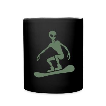 Design minimaliste : Alien Snowboarder Silhoue - Mug uni - noir - Devant