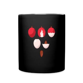 Lychee Früchte Litschi Exotische Frucht - Tasse einfarbig - Schwarz - Vorne