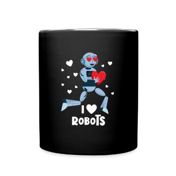 Ich liebe Roboter Red Heart Robotics Class Enginee - Tasse einfarbig - Schwarz - Vorne