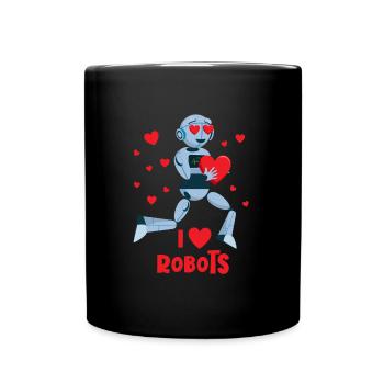 Ich liebe Roboter Red Heart Robotics Class Enginee - Tasse einfarbig - Schwarz - Vorne