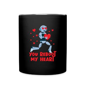 Sie starten mein Herz Roboter Valentine Robotik ne - Tasse einfarbig - Schwarz - Vorne