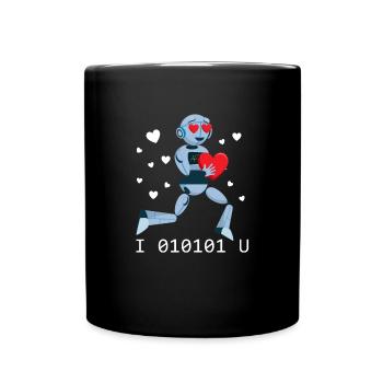 Ich liebe dich binär 01010 Roboter Valentine Robot - Tasse einfarbig - Schwarz - Vorne