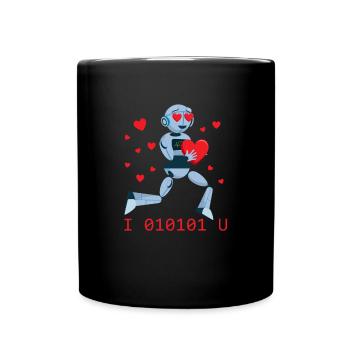 Ich liebe dich binär 01010 Roboter Valentine Robot - Tasse einfarbig - Schwarz - Vorne