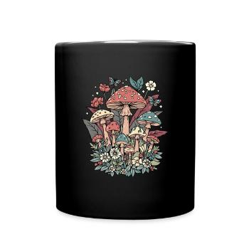 Pilze Cottagecore Naturecore - Tasse einfarbig - Schwarz - Vorne