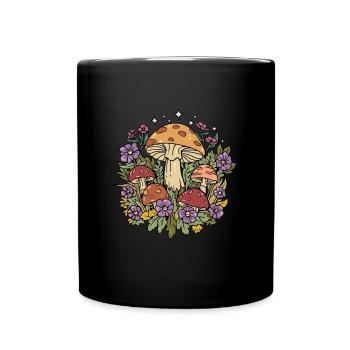 Pilze Cottagecore Naturecore - Tasse einfarbig - Schwarz - Vorne