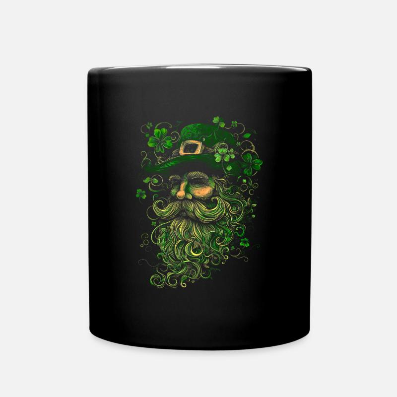 Saint Patrick Shamrock Kleeblatt Grafik - Tasse einfarbig - Schwarz