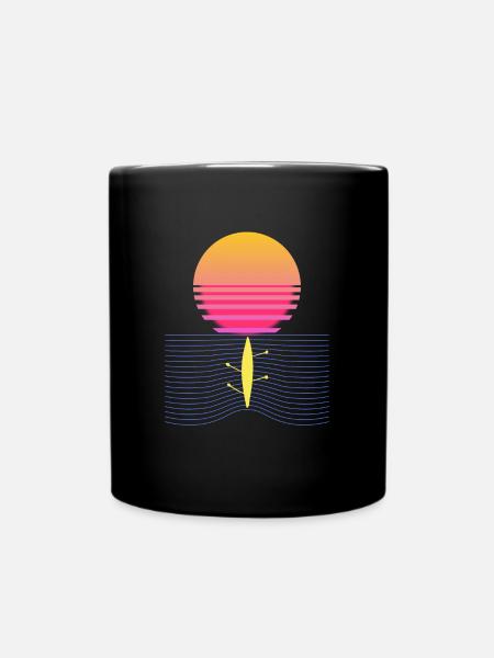 Rowing Retro Ruderboot Rudern Sunset - Tasse einfarbig - Schwarz