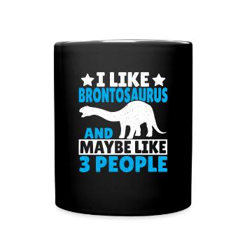 Brontosaurus Dino Gift - Full Colour Mug - black - Front