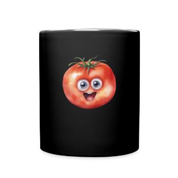 Mignon Tomate Souriant Design - Mug uni - noir - Devant
