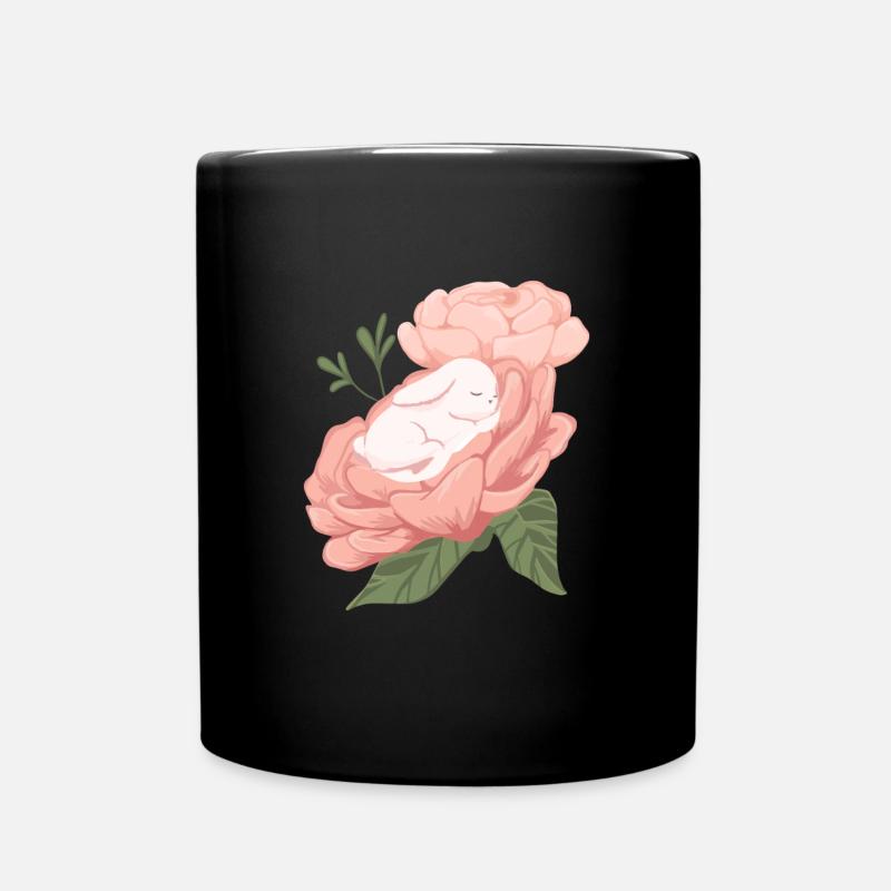 Hase Frühling Blumen Osterhase Ostern - Tasse einfarbig - Schwarz