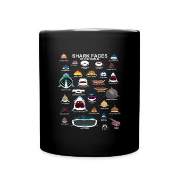 Haigesichten der Welt lieben Haie Kinder Hai - Tasse einfarbig - Schwarz - Vorne
