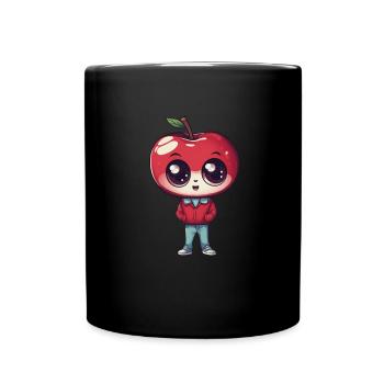 Cute kawaii apple for fruit lovers - Full Colour Mug - black - Front