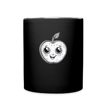 Cute Kawaii Apple for Fruit Lovers - Full Colour Mug - black - Front