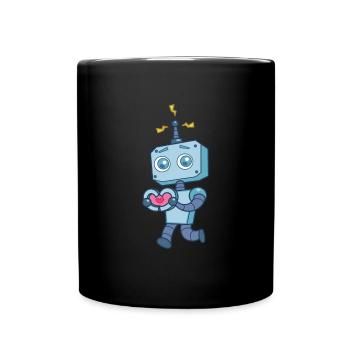 Süßer Roboter Herz Robotik Technik - Tasse einfarbig - Schwarz - Vorne
