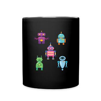 Süße Roboter Robotik Technik - Tasse einfarbig - Schwarz - Vorne