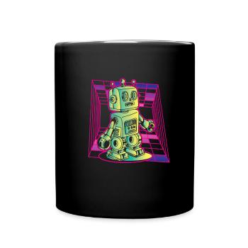 Roboter Retro Vintage Robotik Technik - Tasse einfarbig - Schwarz - Vorne