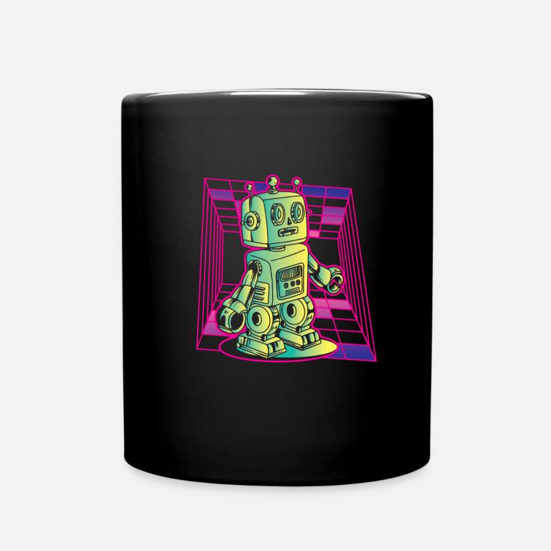 Roboter Retro Vintage Robotik Technik - Tasse einfarbig - Schwarz