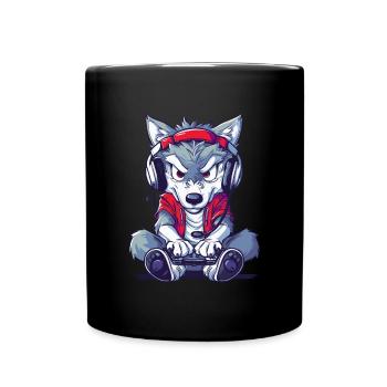 Wolf Videospiel - Tasse einfarbig - Schwarz - Vorne