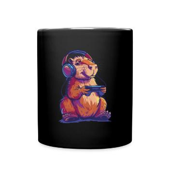 Capybara Videospiel - Tasse einfarbig - Schwarz - Vorne