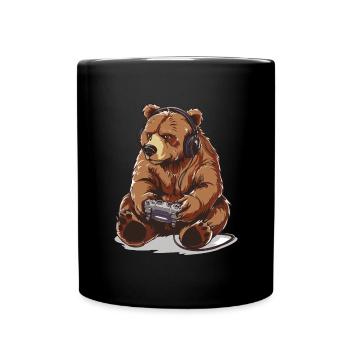 Grizzly Videospiel - Tasse einfarbig - Schwarz - Vorne