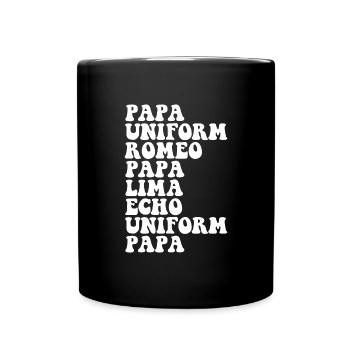 Lila up phonetisches Alphabet Militär Kindermonat - Tasse einfarbig - Schwarz - Vorne