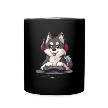Husky Videospiel - Tasse einfarbig - Schwarz - Vorne