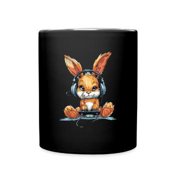Kaninchen Videospiel - Tasse einfarbig - Schwarz - Vorne