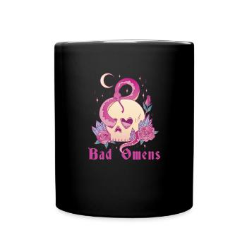 Schlechte Omens Schlange und Schädel Grunge Goth F - Tasse einfarbig - Schwarz - Vorne