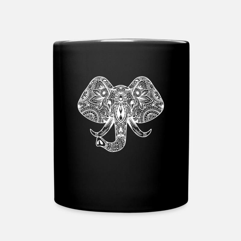 Elefantenkopf Mandala Kinder Elefant - Tasse einfarbig - Schwarz