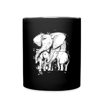 Elephant Family Elephant Child Elephant - Full Colour Mug - black - Front