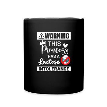 Warnung laktosefreier Prinzessin Laktose -Intolera - Tasse einfarbig - Schwarz - Vorne