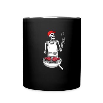 Barbecue Skeleton Rauch Fleisch Rauch Brisket Männ - Tasse einfarbig - Schwarz - Vorne