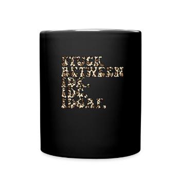 Steckt zwischen IDK IDC IDGAF fest - Tasse einfarbig - Schwarz - Vorne