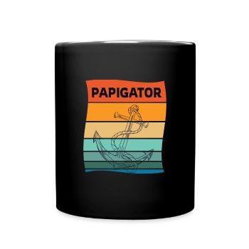 Papigator Vater Papa Vatertag Anker - Tasse einfarbig - Schwarz - Vorne
