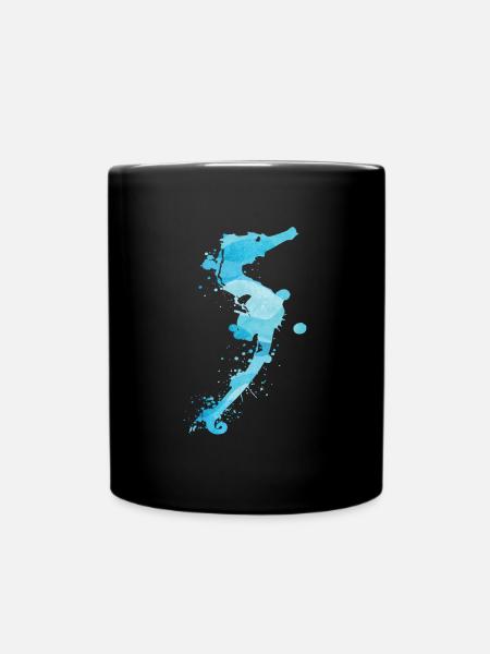 Aquarelle hippocampe océan sous-marin - Mug uni - noir