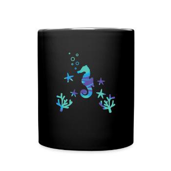 Petit hippocampe océan sous-marin - Mug uni - noir - Devant