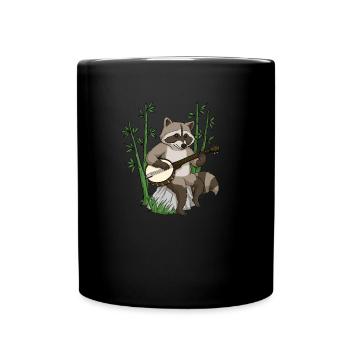 Waschbär spielt Banjo-Bluegrass-Musik Waschbär - Tasse einfarbig - Schwarz - Vorne