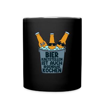 Chilling beer is also kind of - Full Colour Mug - black - Front