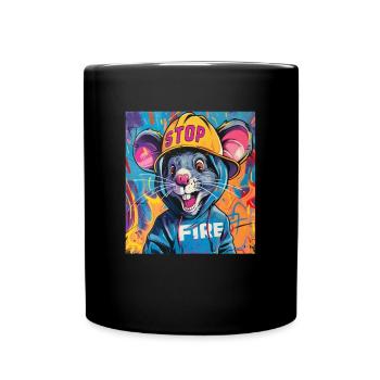 Firefighter, Mouse, Rat, Firefighter, Firefighter - Full Colour Mug - black - Front