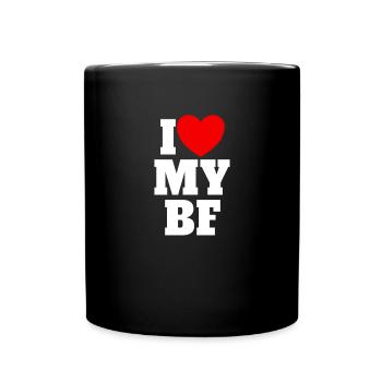 Ich liebe mein BF Red Heart Matching Couple Boyfri - Tasse einfarbig - Schwarz - Vorne