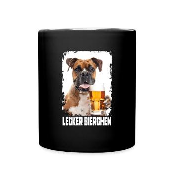 Lecker Bierchen Boxer - Tasse einfarbig - Schwarz - Vorne