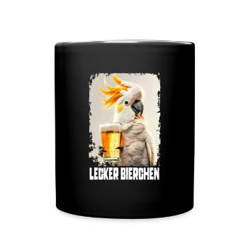 Lecker Bierchen Kakadu - Tasse einfarbig - Schwarz - Vorne
